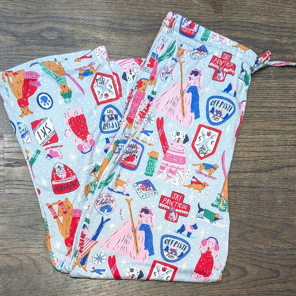 🔥LAST New Medium Berkshire Krissy Mast Snow Ski Dog Christmas Pajama Pants